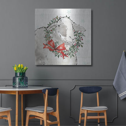 Luxe Metal Art 'Modern Farmhouse XIII Christmas' by Anne Tavoletti, Metal Wall Art,36x36