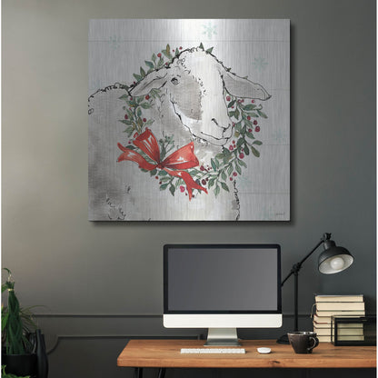 Luxe Metal Art 'Modern Farmhouse XIII Christmas' by Anne Tavoletti, Metal Wall Art,36x36