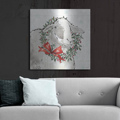 Luxe Metal Art 'Modern Farmhouse XIII Christmas' by Anne Tavoletti, Metal Wall Art,36x36