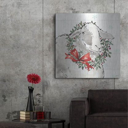 Luxe Metal Art 'Modern Farmhouse XIII Christmas' by Anne Tavoletti, Metal Wall Art,36x36