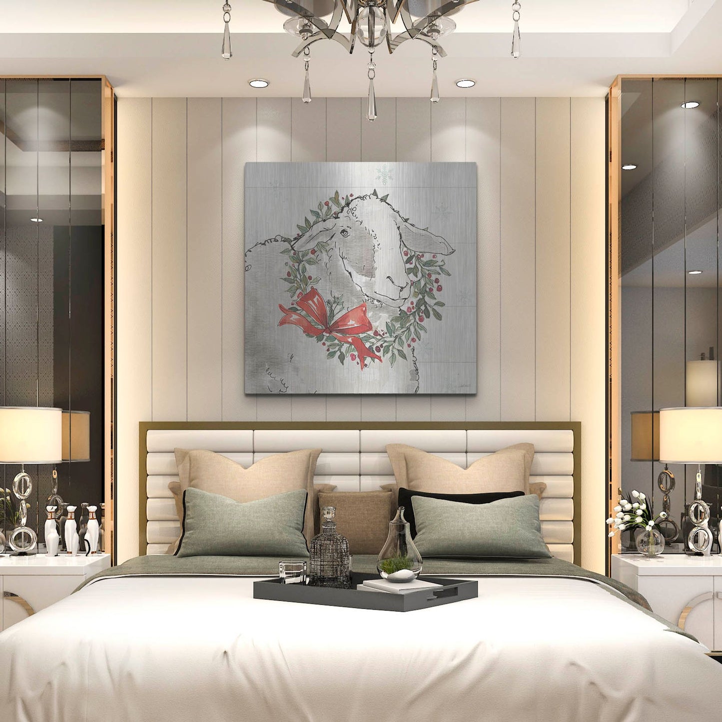 Luxe Metal Art 'Modern Farmhouse XIII Christmas' by Anne Tavoletti, Metal Wall Art,36x36