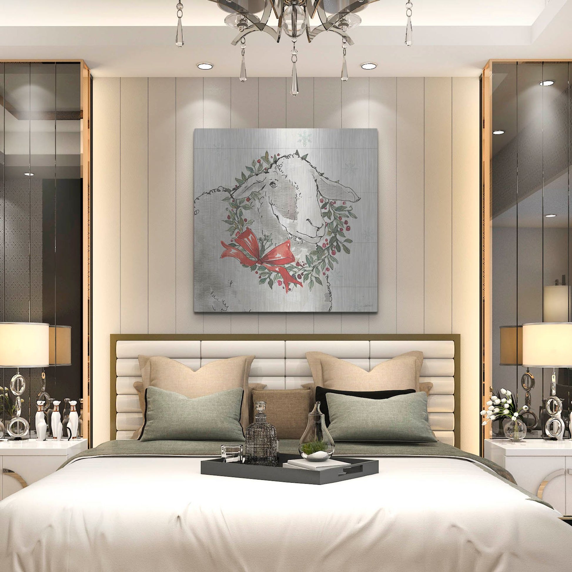 Luxe Metal Art 'Modern Farmhouse XIII Christmas' by Anne Tavoletti, Metal Wall Art,36x36