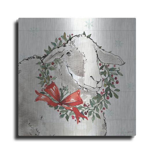 Luxe Metal Art 'Modern Farmhouse XIII Christmas' by Anne Tavoletti, Metal Wall Art