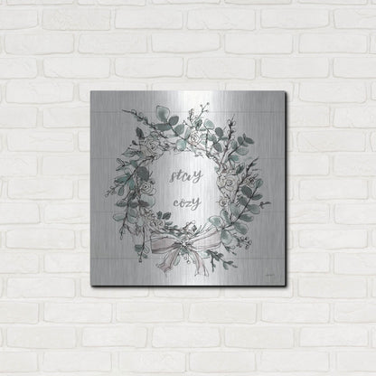 Luxe Metal Art 'Modern Farmhouse VII Stay Cozy' by Anne Tavoletti, Metal Wall Art,24x24