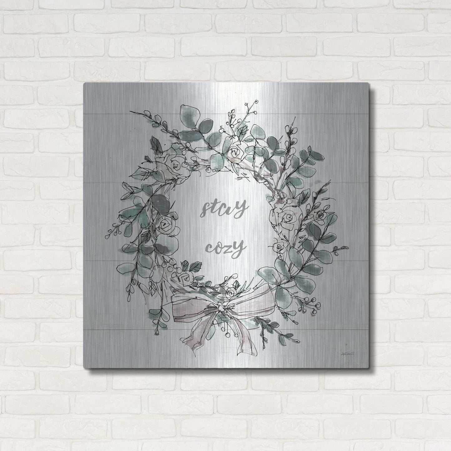 Luxe Metal Art 'Modern Farmhouse VII Stay Cozy' by Anne Tavoletti, Metal Wall Art,36x36
