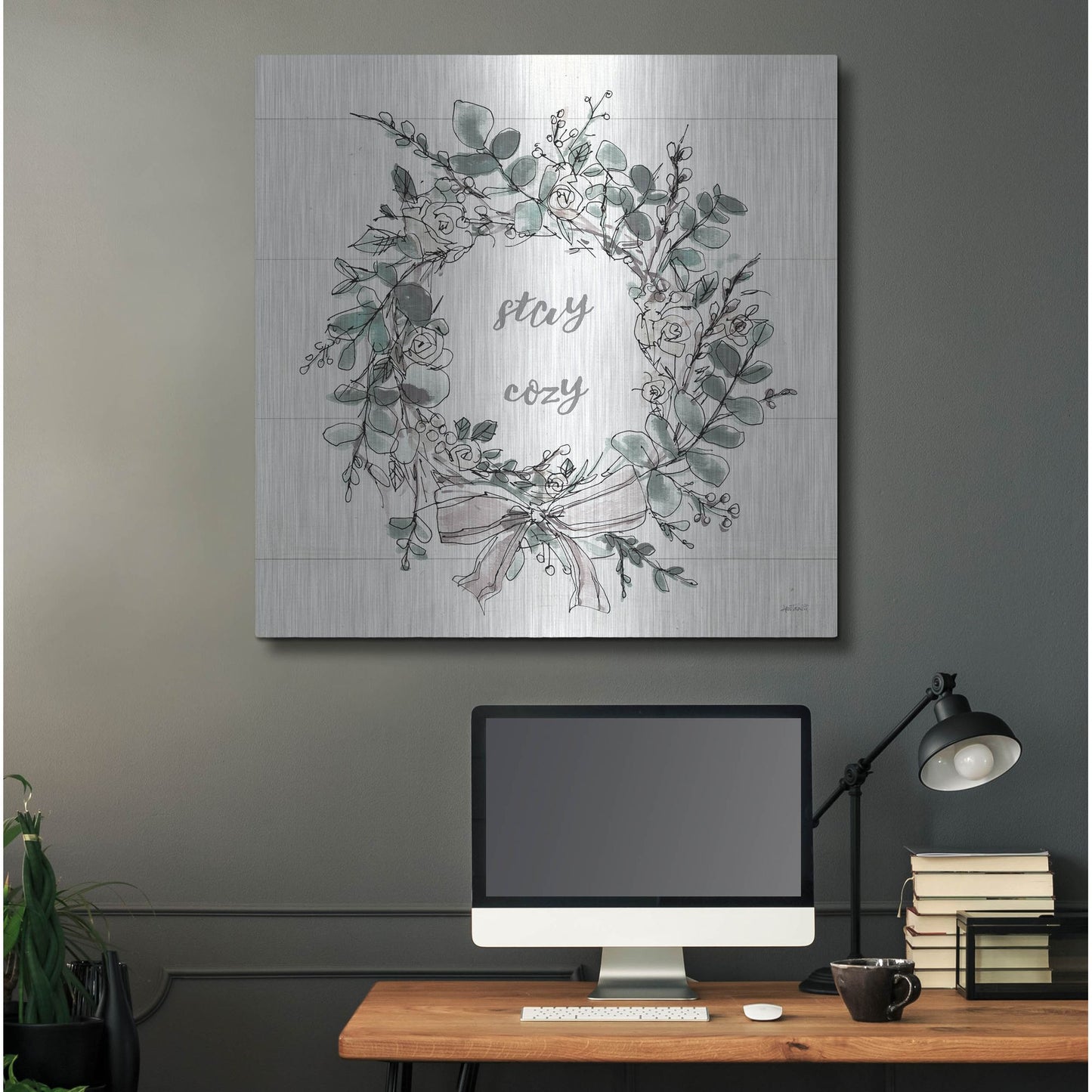 Luxe Metal Art 'Modern Farmhouse VII Stay Cozy' by Anne Tavoletti, Metal Wall Art,36x36