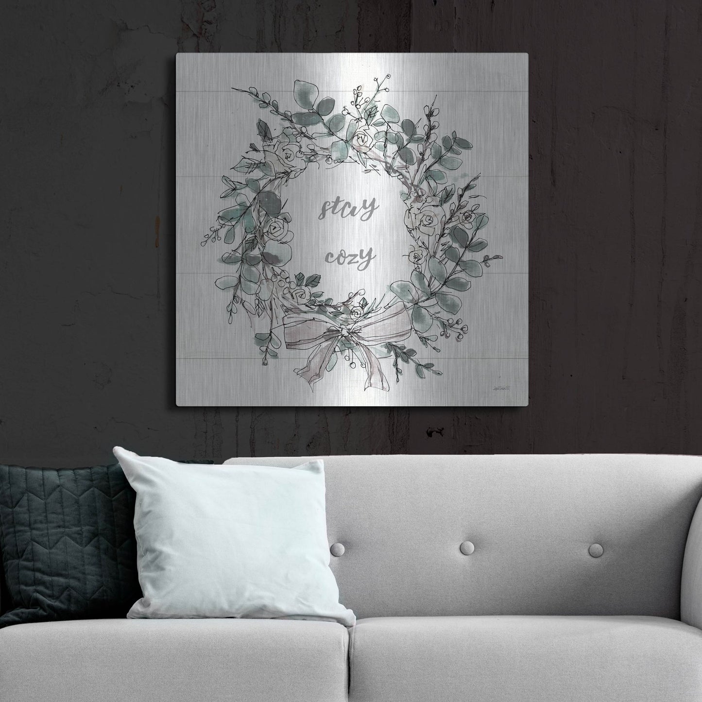 Luxe Metal Art 'Modern Farmhouse VII Stay Cozy' by Anne Tavoletti, Metal Wall Art,36x36