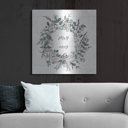 Luxe Metal Art 'Modern Farmhouse VII Stay Cozy' by Anne Tavoletti, Metal Wall Art,36x36