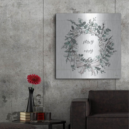 Luxe Metal Art 'Modern Farmhouse VII Stay Cozy' by Anne Tavoletti, Metal Wall Art,36x36