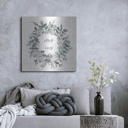 Luxe Metal Art 'Modern Farmhouse VII Stay Cozy' by Anne Tavoletti, Metal Wall Art,36x36