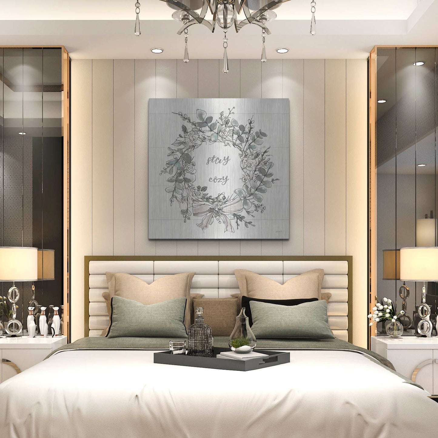 Luxe Metal Art 'Modern Farmhouse VII Stay Cozy' by Anne Tavoletti, Metal Wall Art,36x36