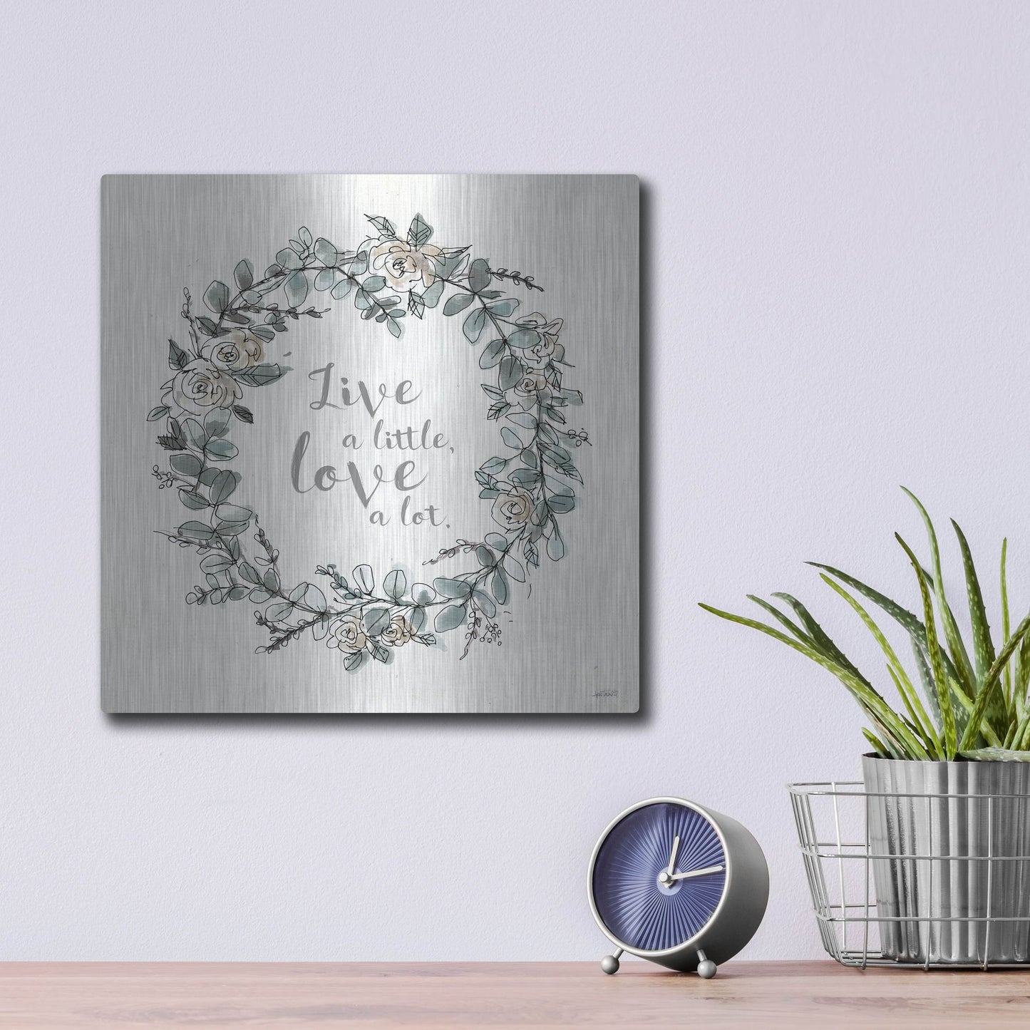 Luxe Metal Art 'Modern Farmhouse VI Live' by Anne Tavoletti, Metal Wall Art,12x12