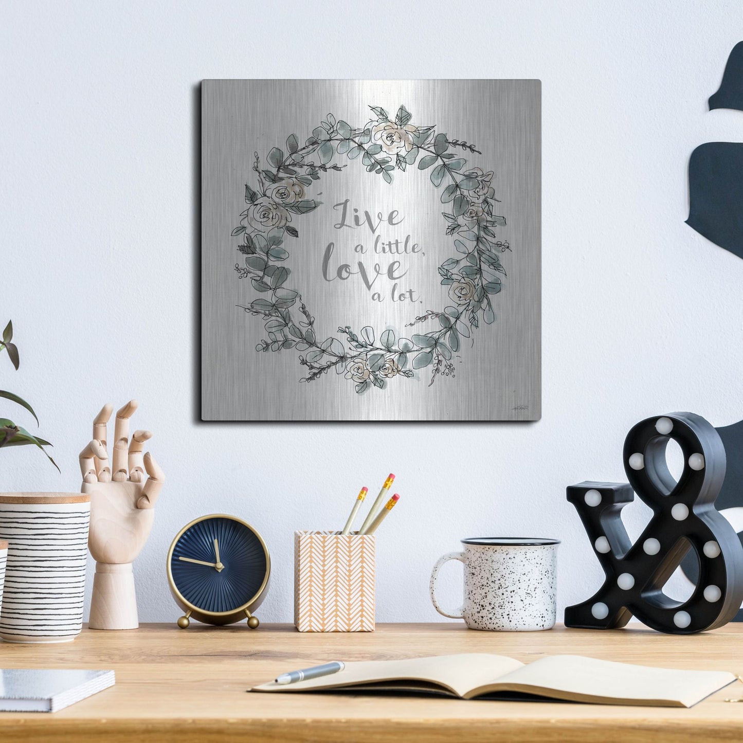 Luxe Metal Art 'Modern Farmhouse VI Live' by Anne Tavoletti, Metal Wall Art,12x12