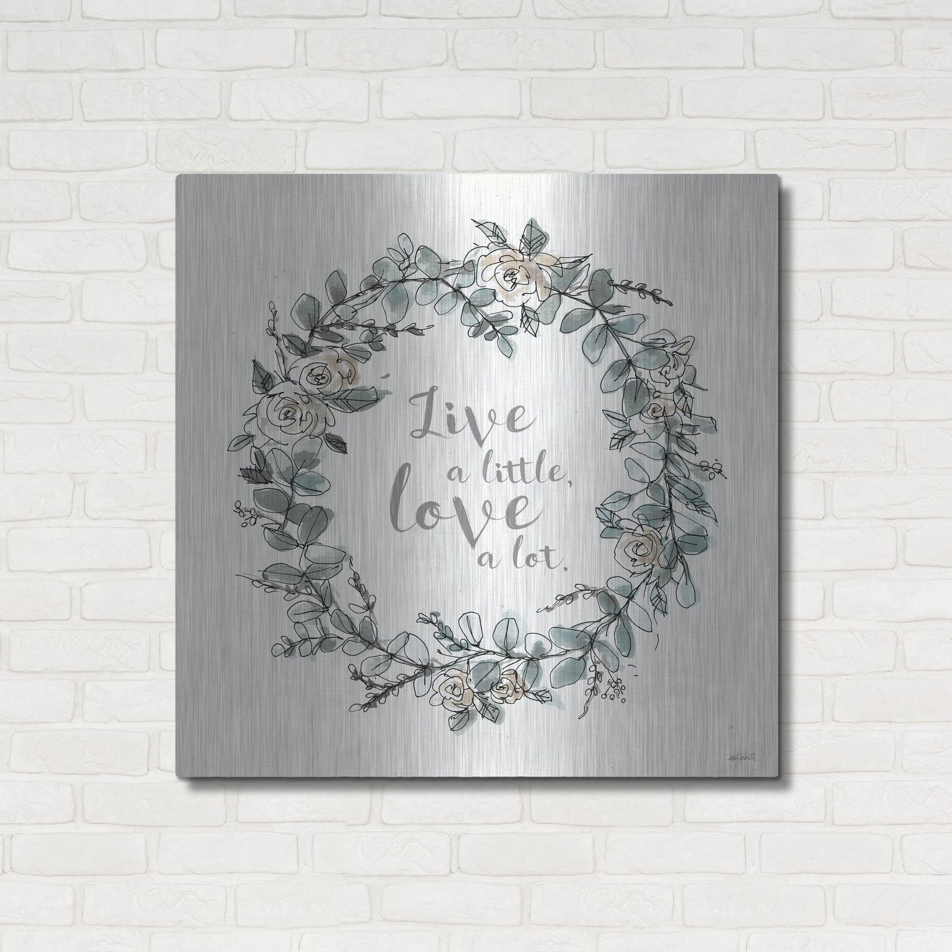 Luxe Metal Art 'Modern Farmhouse VI Live' by Anne Tavoletti, Metal Wall Art,36x36
