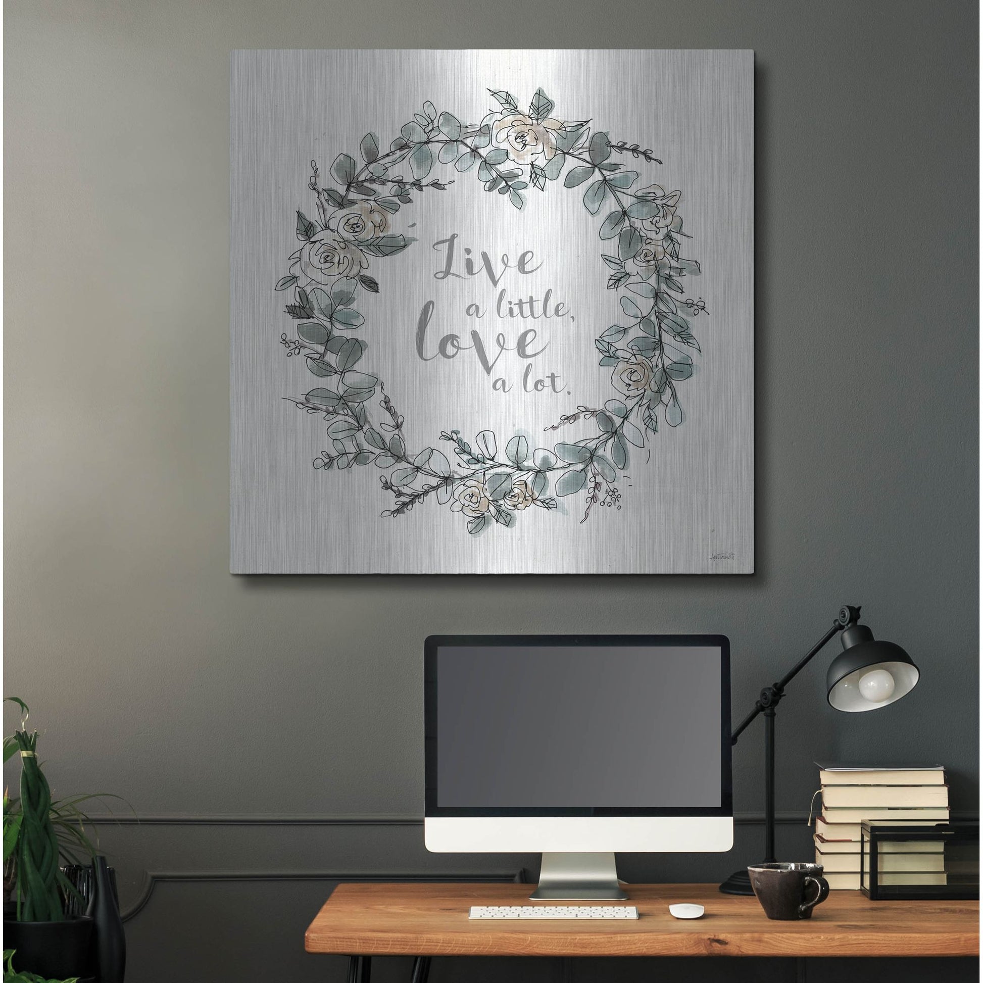 Luxe Metal Art 'Modern Farmhouse VI Live' by Anne Tavoletti, Metal Wall Art,36x36