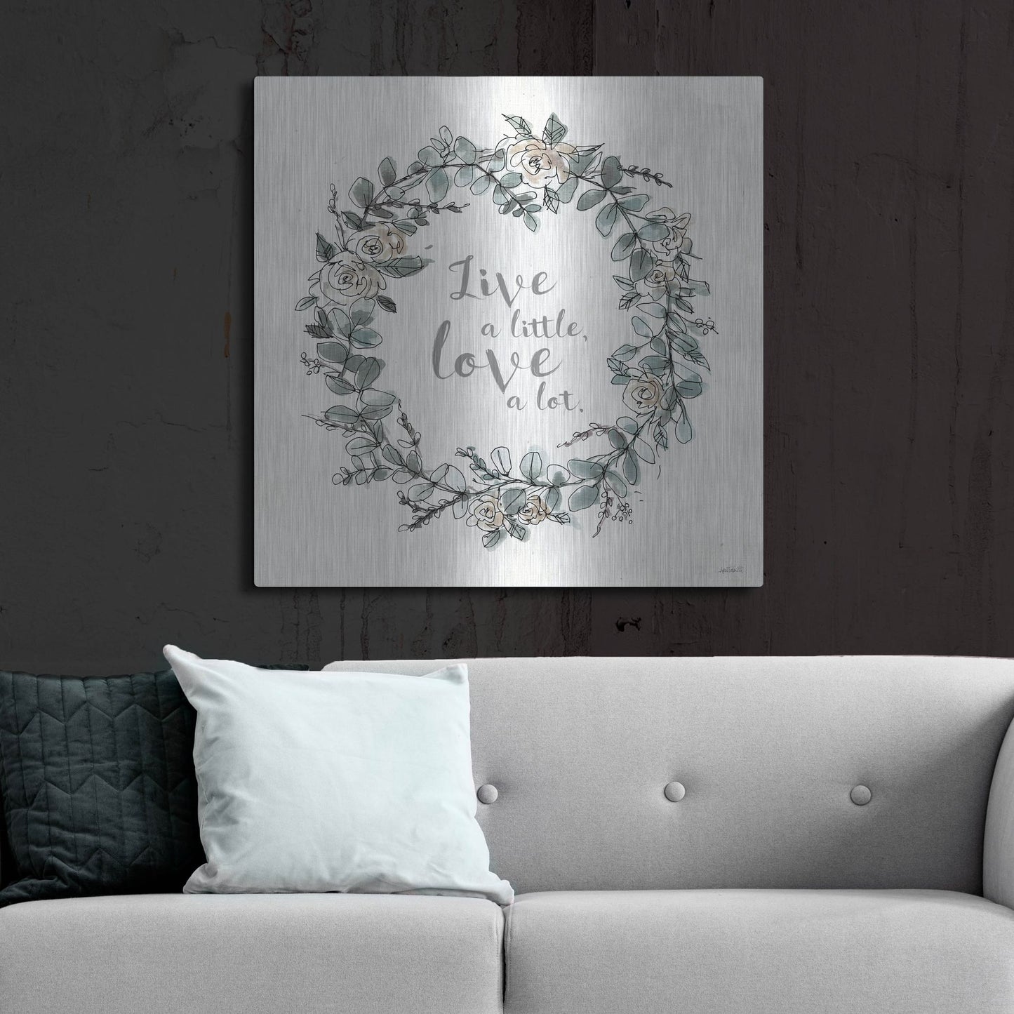 Luxe Metal Art 'Modern Farmhouse VI Live' by Anne Tavoletti, Metal Wall Art,36x36