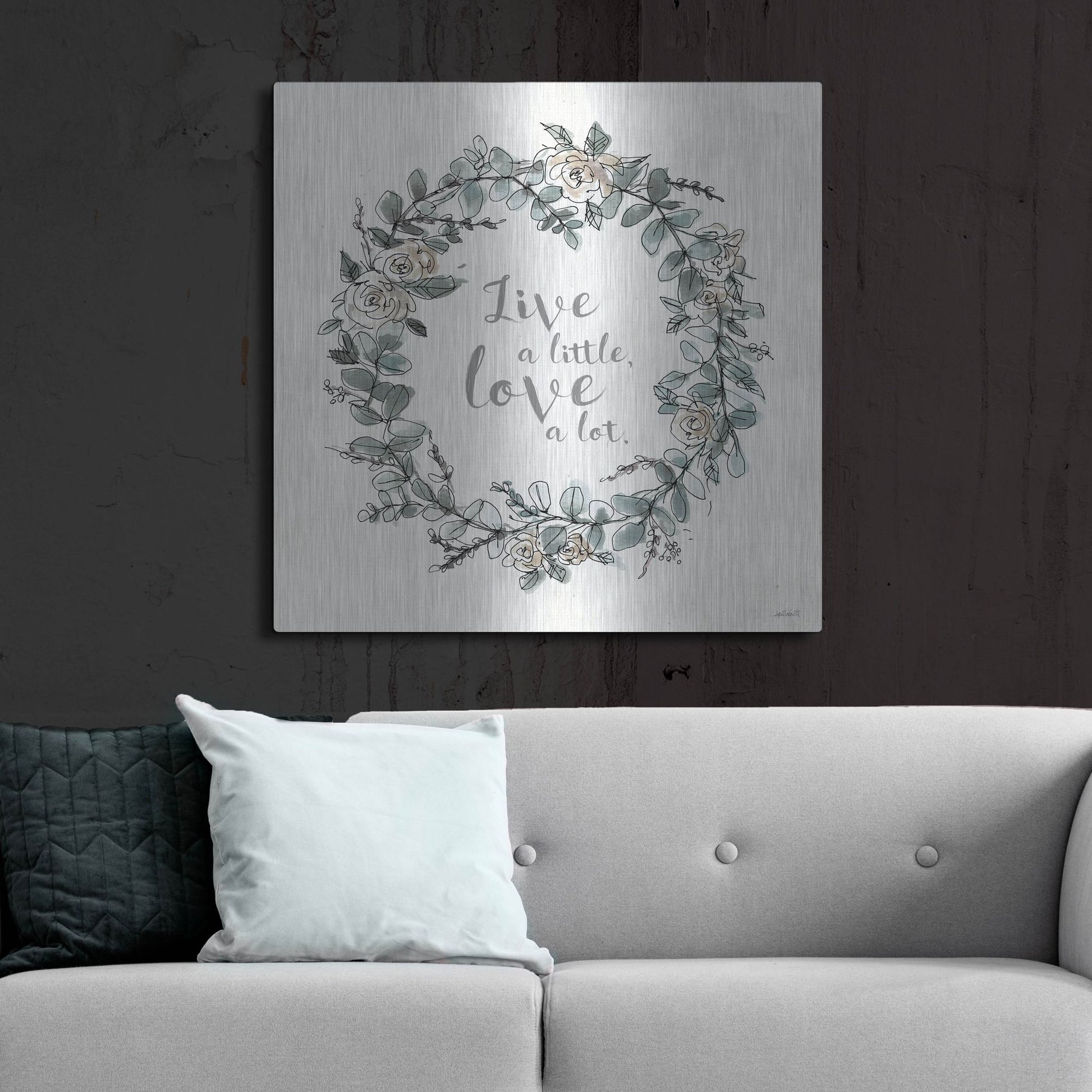 Luxe Metal Art 'Modern Farmhouse VI Live' by Anne Tavoletti, Metal Wall Art,36x36