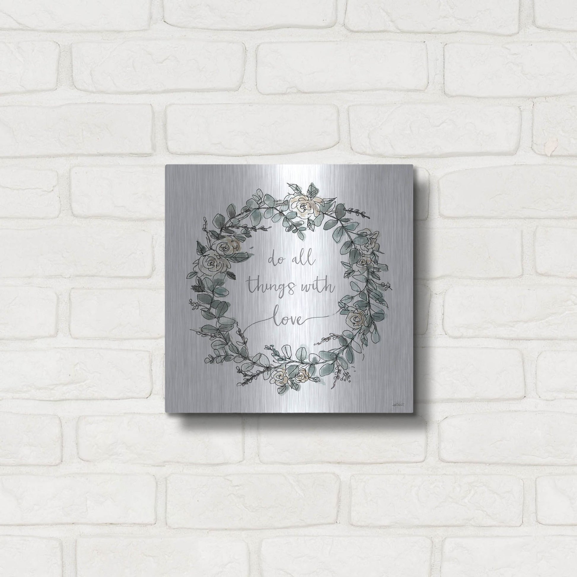 Luxe Metal Art 'Modern Farmhouse VI on White' by Anne Tavoletti, Metal Wall Art,12x12