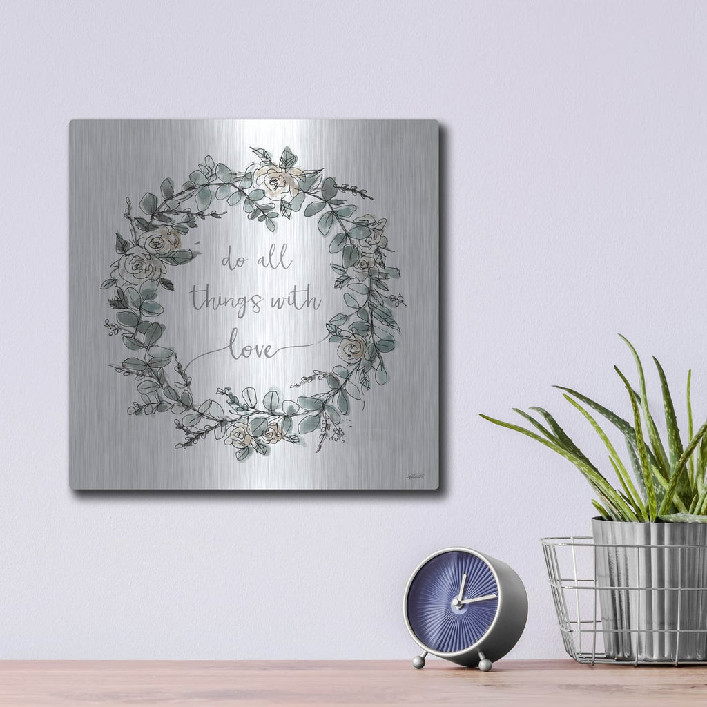 'Modern Farmhouse VI on White' by Anne Tavoletti – Metal Wall Art, 12x12 room view