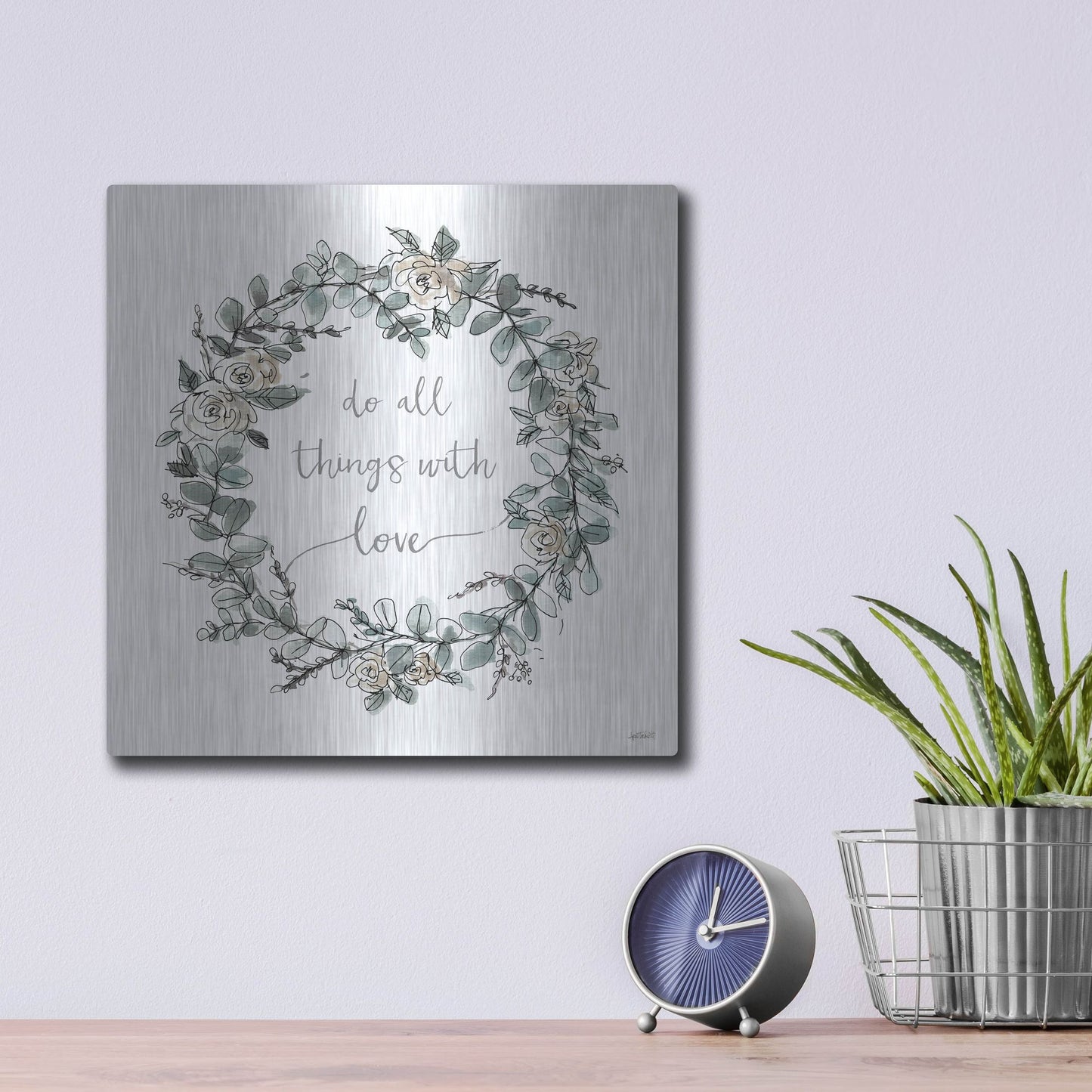Luxe Metal Art 'Modern Farmhouse VI on White' by Anne Tavoletti, Metal Wall Art,12x12