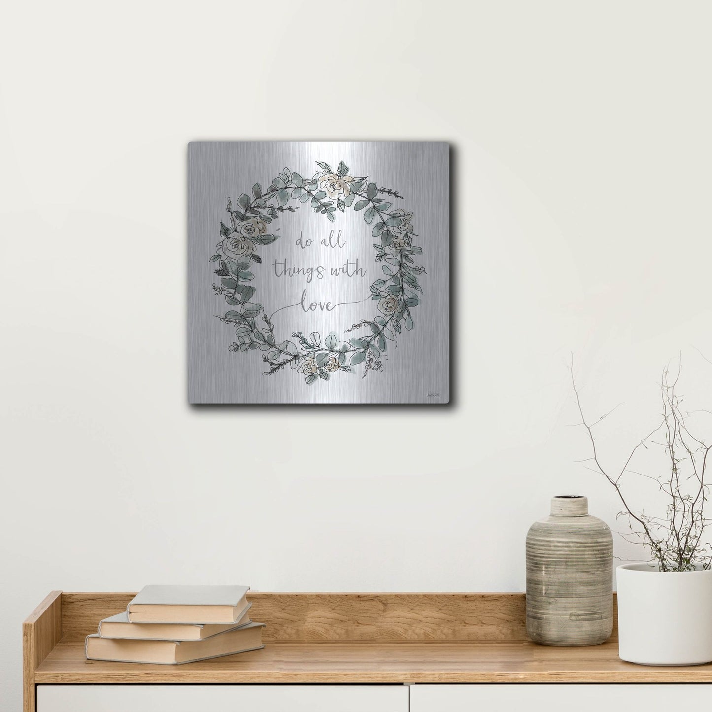 Luxe Metal Art 'Modern Farmhouse VI on White' by Anne Tavoletti, Metal Wall Art,12x12