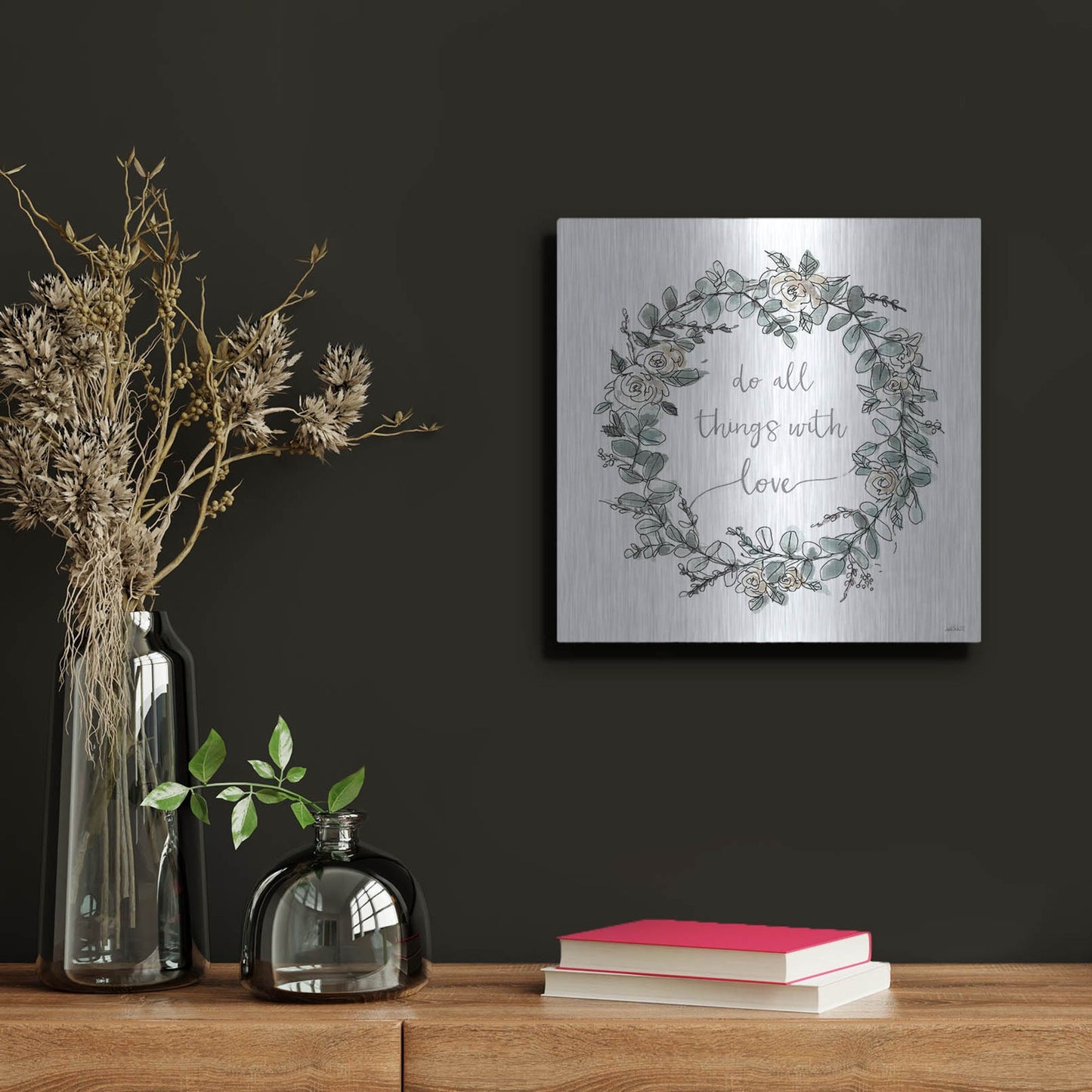 Luxe Metal Art 'Modern Farmhouse VI on White' by Anne Tavoletti, Metal Wall Art,12x12