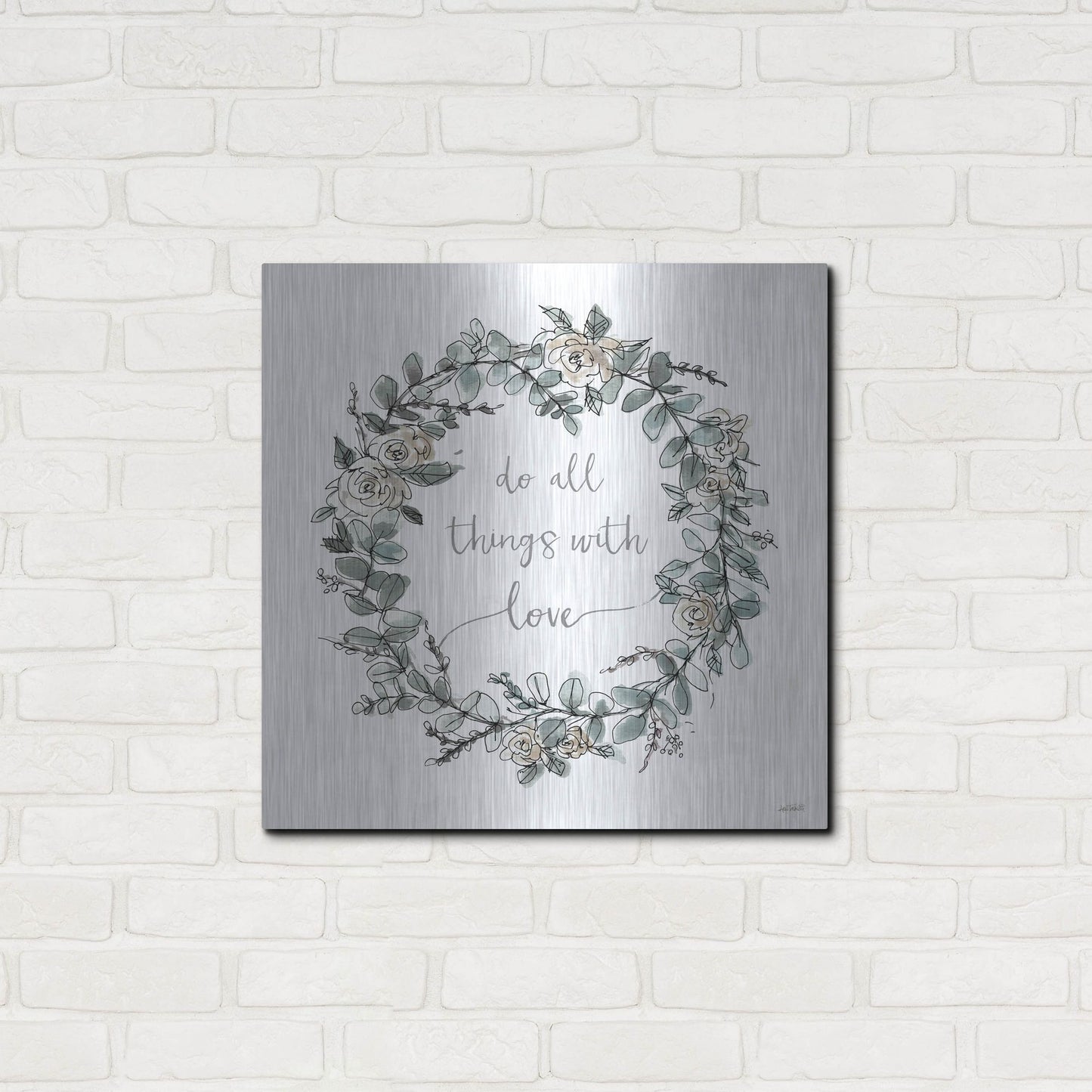 Luxe Metal Art 'Modern Farmhouse VI on White' by Anne Tavoletti, Metal Wall Art,24x24