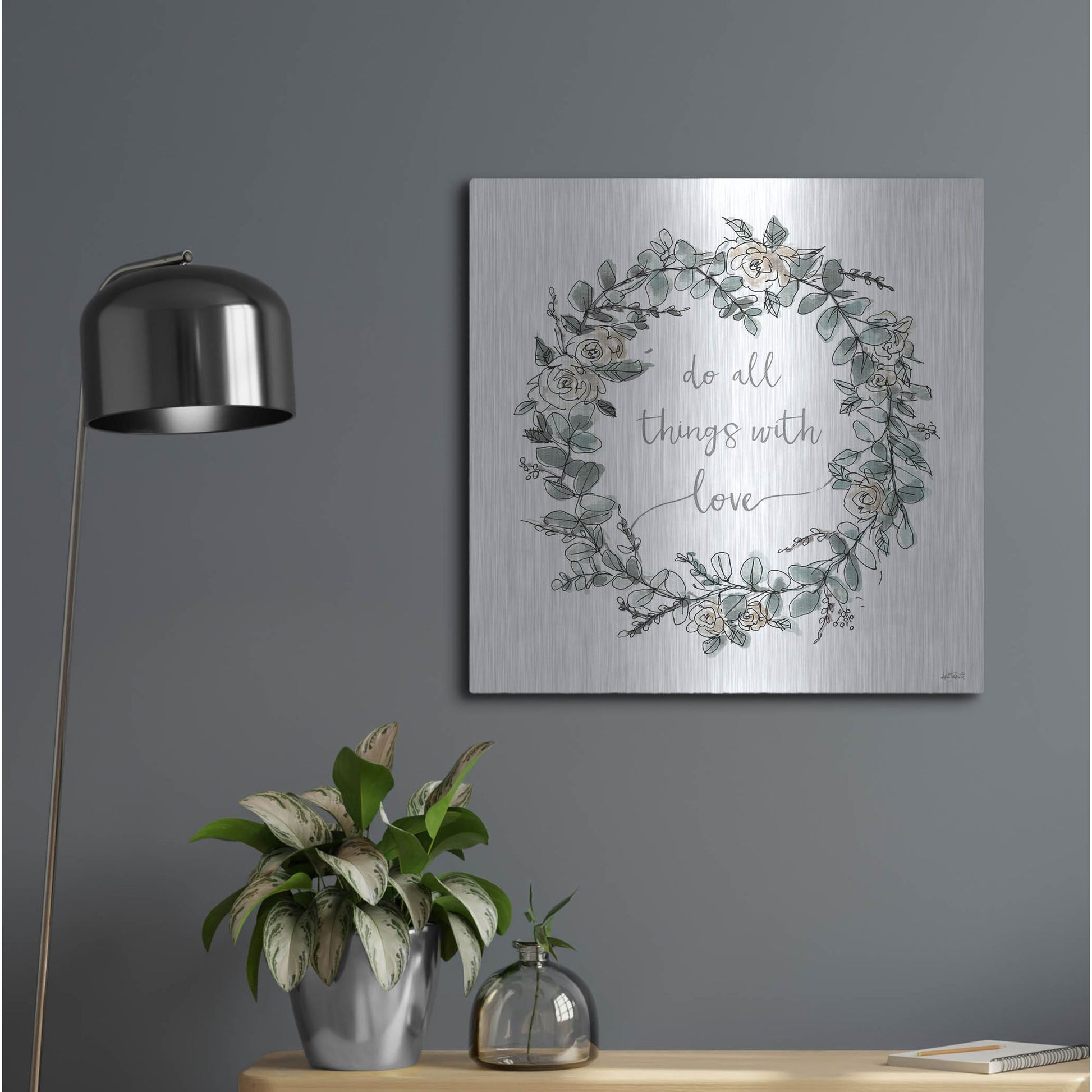 Luxe Metal Art 'Modern Farmhouse VI on White' by Anne Tavoletti, Metal Wall Art,24x24