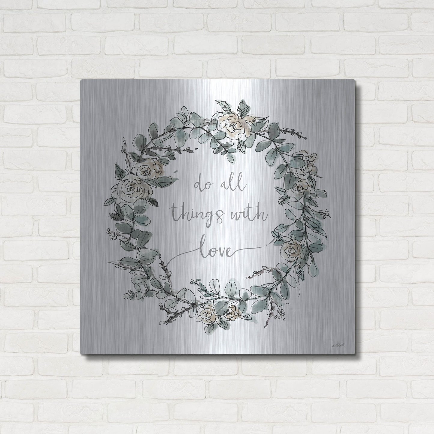 Luxe Metal Art 'Modern Farmhouse VI on White' by Anne Tavoletti, Metal Wall Art,36x36