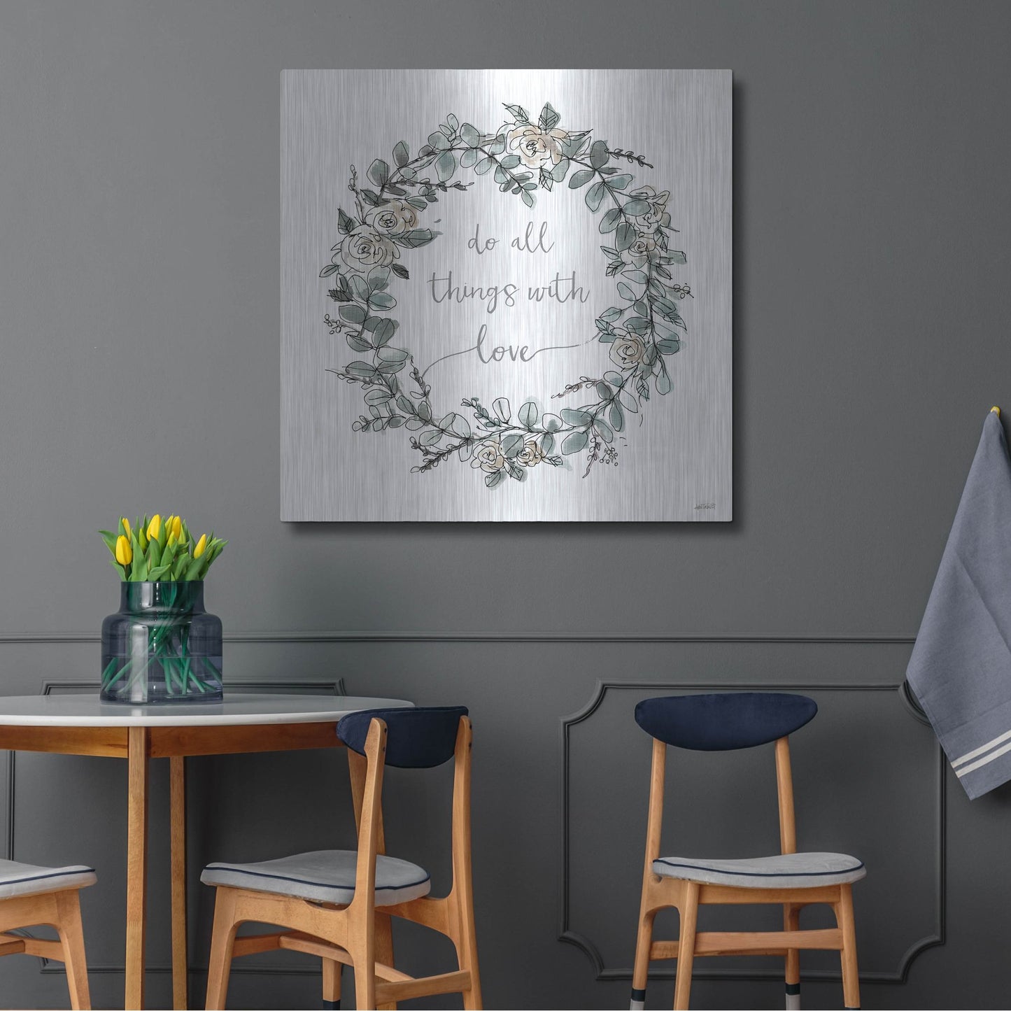 Luxe Metal Art 'Modern Farmhouse VI on White' by Anne Tavoletti, Metal Wall Art,36x36