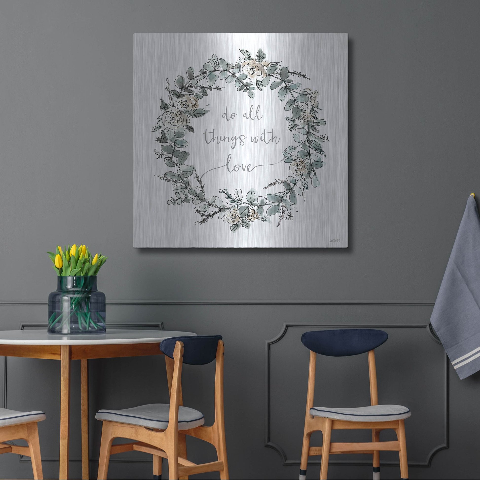 Luxe Metal Art 'Modern Farmhouse VI on White' by Anne Tavoletti, Metal Wall Art,36x36