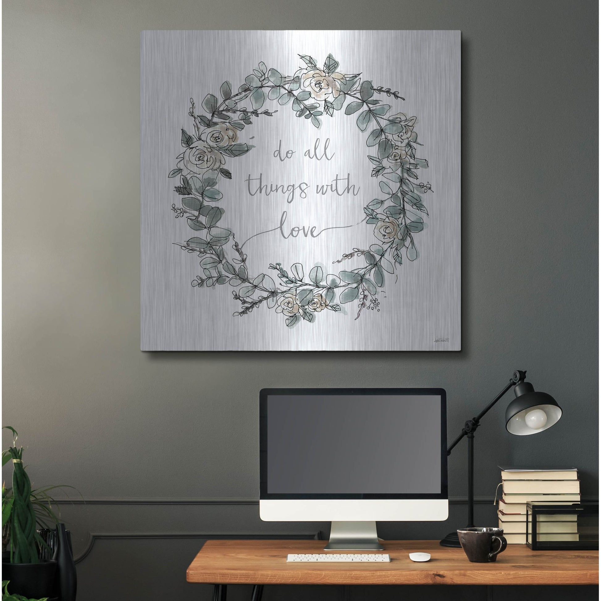 Luxe Metal Art 'Modern Farmhouse VI on White' by Anne Tavoletti, Metal Wall Art,36x36