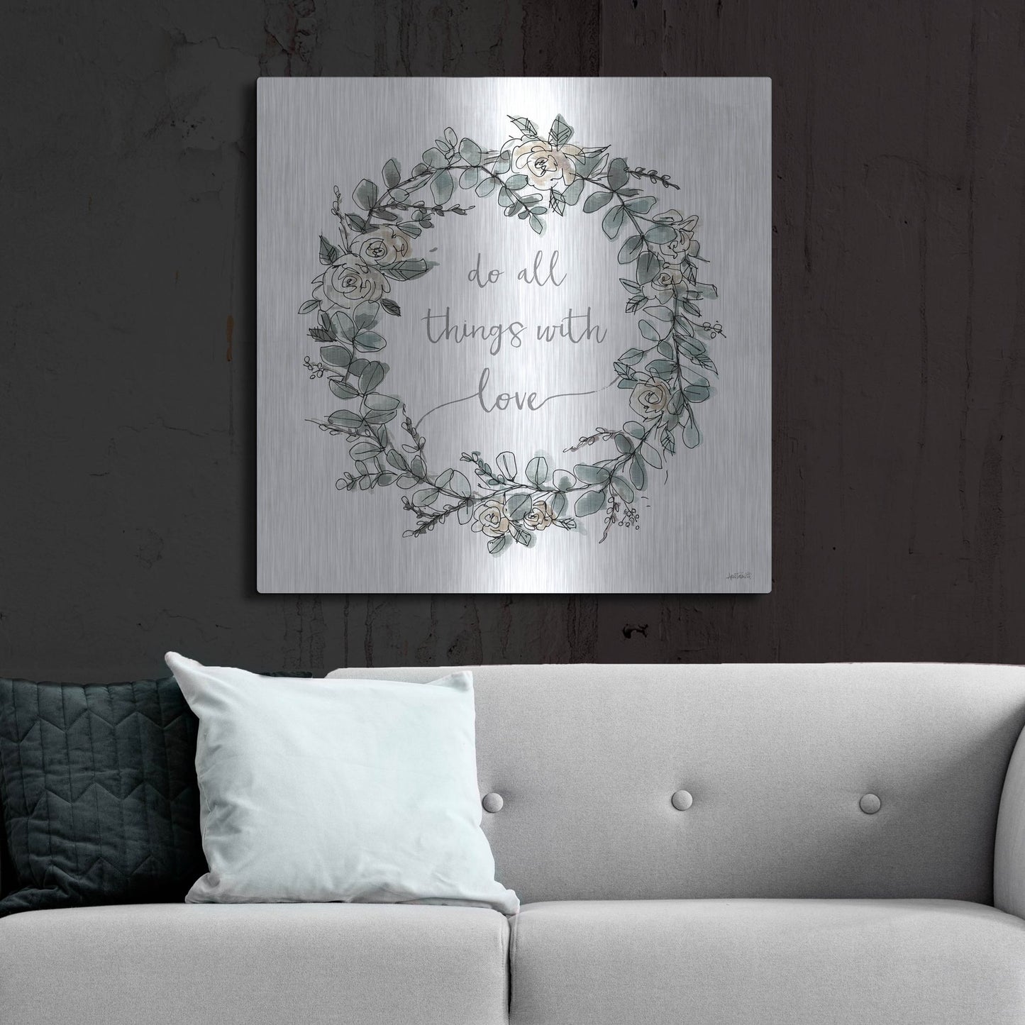 Luxe Metal Art 'Modern Farmhouse VI on White' by Anne Tavoletti, Metal Wall Art,36x36