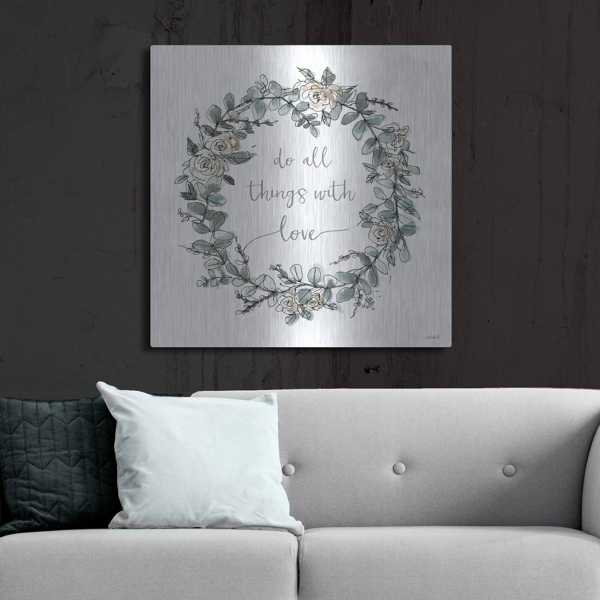 Luxe Metal Art 'Modern Farmhouse VI on White' by Anne Tavoletti, Metal Wall Art,36x36