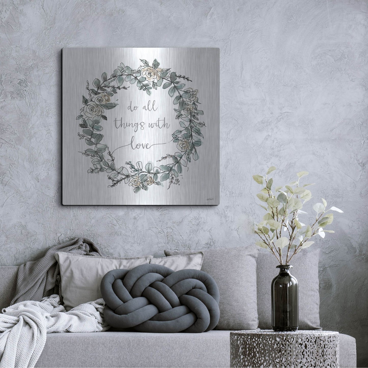 Luxe Metal Art 'Modern Farmhouse VI on White' by Anne Tavoletti, Metal Wall Art,36x36