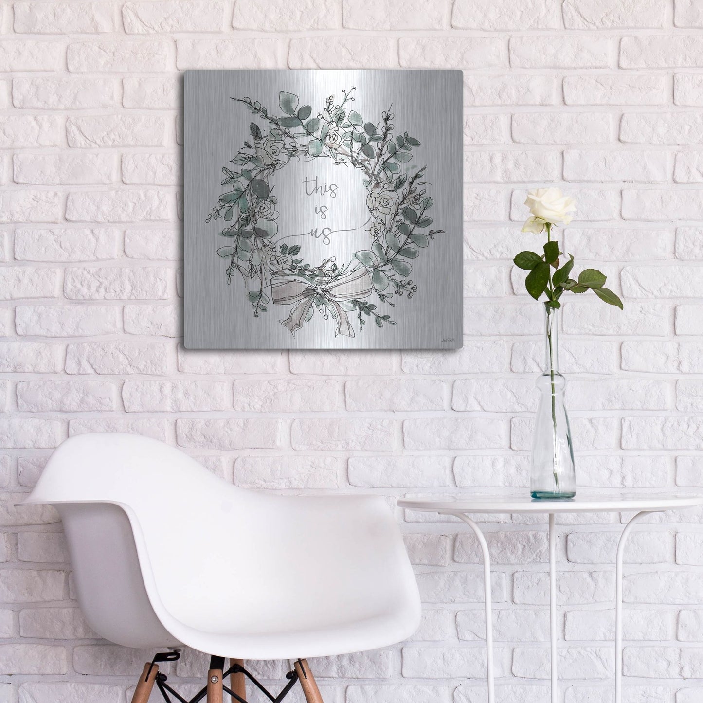 Luxe Metal Art 'Modern Farmhouse VII' by Anne Tavoletti, Metal Wall Art,24x24