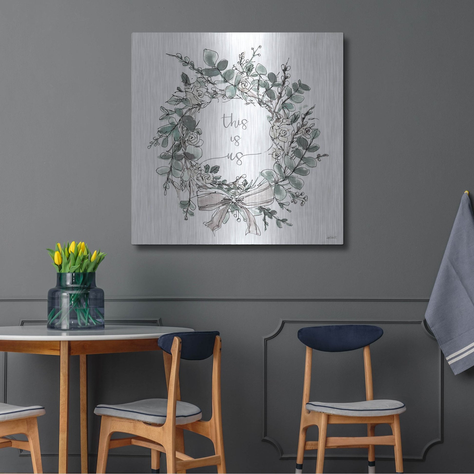 Luxe Metal Art 'Modern Farmhouse VII' by Anne Tavoletti, Metal Wall Art,36x36