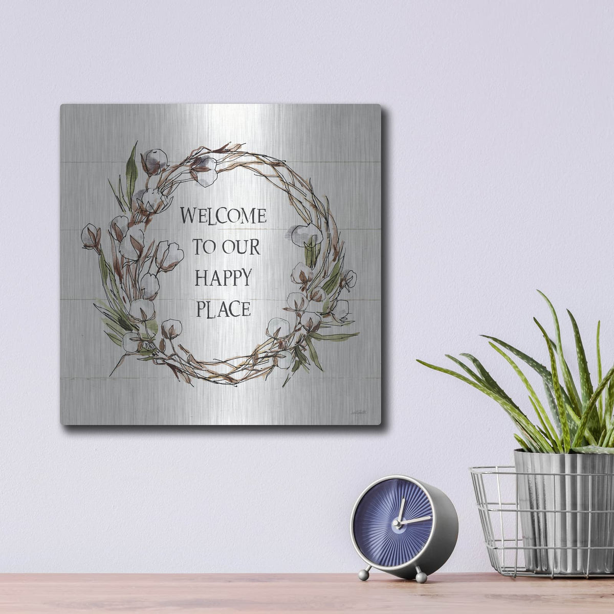 'Country Life VII Welcome' by Anne Tavoletti – Metal Wall Art, 12x12 room view