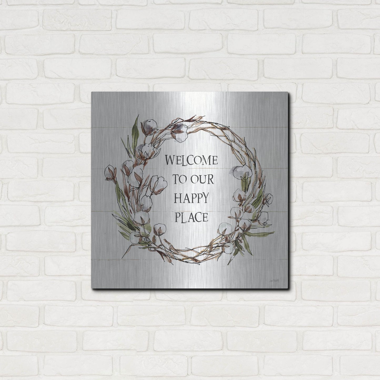 Luxe Metal Art 'Country Life VII Welcome' by Anne Tavoletti, Metal Wall Art,24x24