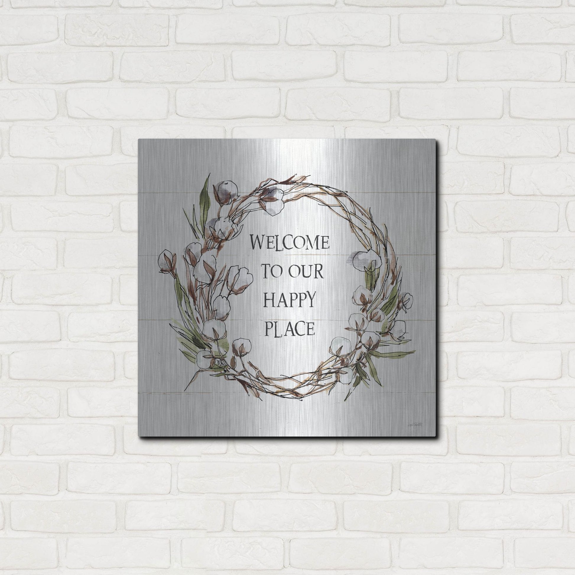 Luxe Metal Art 'Country Life VII Welcome' by Anne Tavoletti, Metal Wall Art,24x24