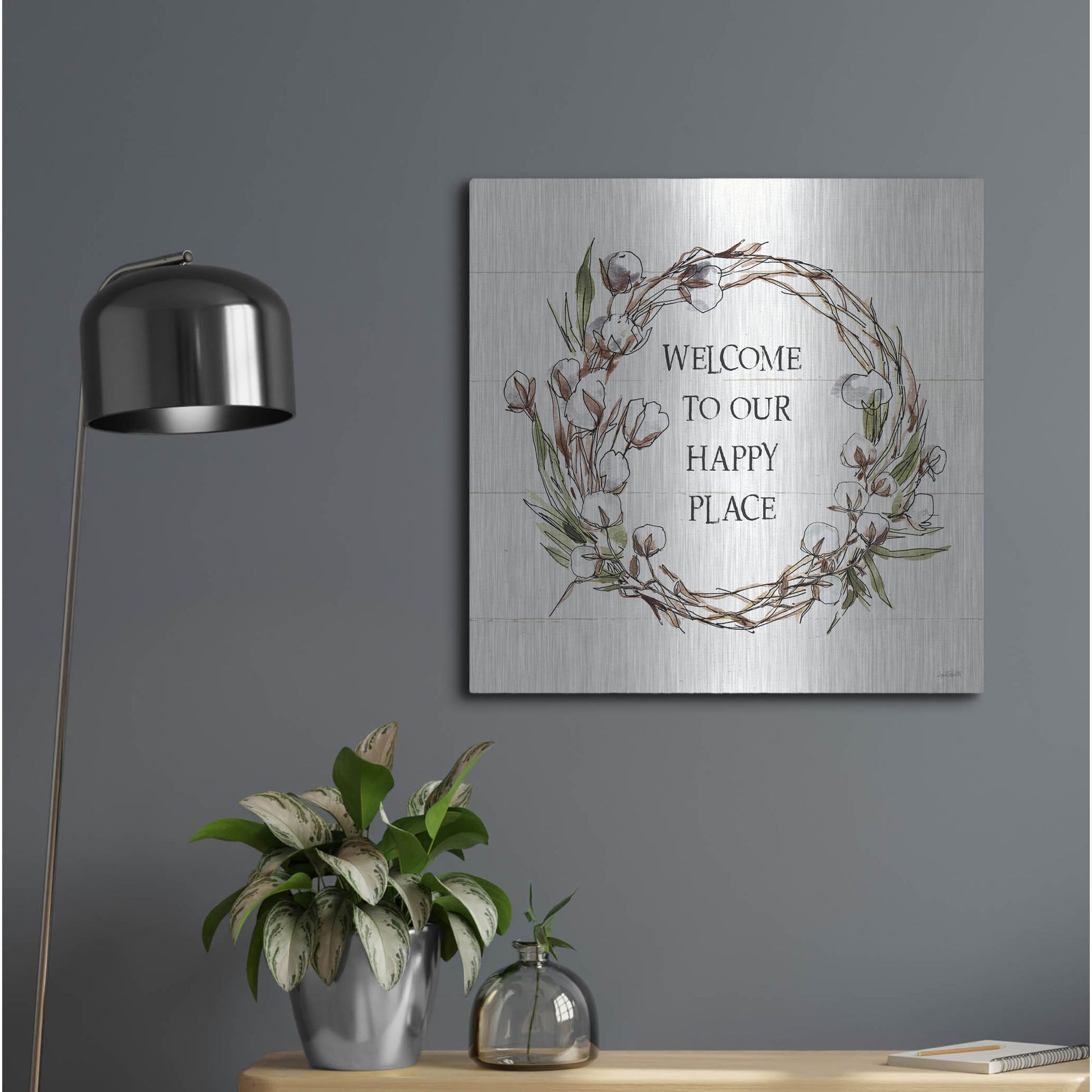 Luxe Metal Art 'Country Life VII Welcome' by Anne Tavoletti, Metal Wall Art,24x24