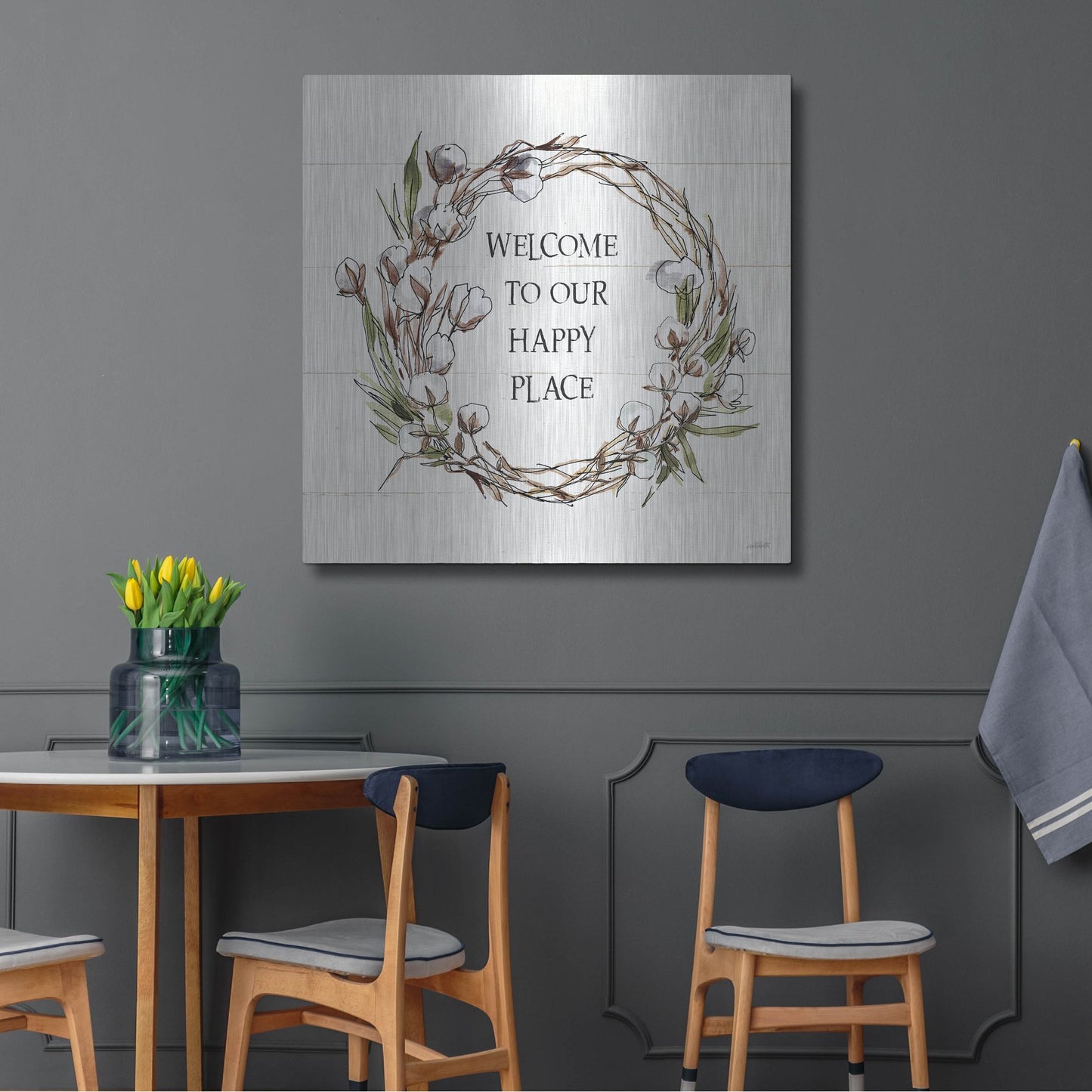 Luxe Metal Art 'Country Life VII Welcome' by Anne Tavoletti, Metal Wall Art,36x36