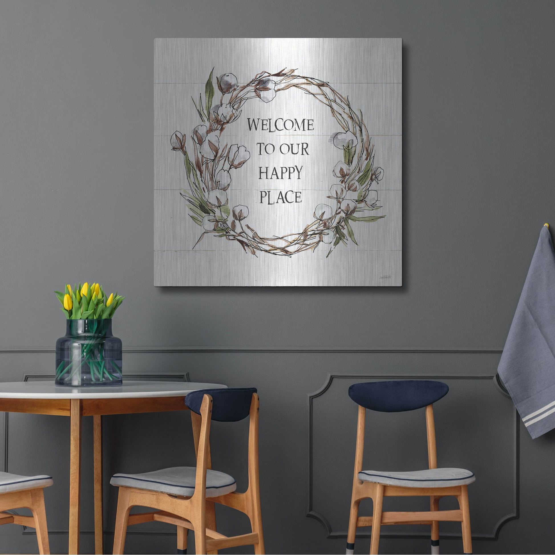 Luxe Metal Art 'Country Life VII Welcome' by Anne Tavoletti, Metal Wall Art,36x36