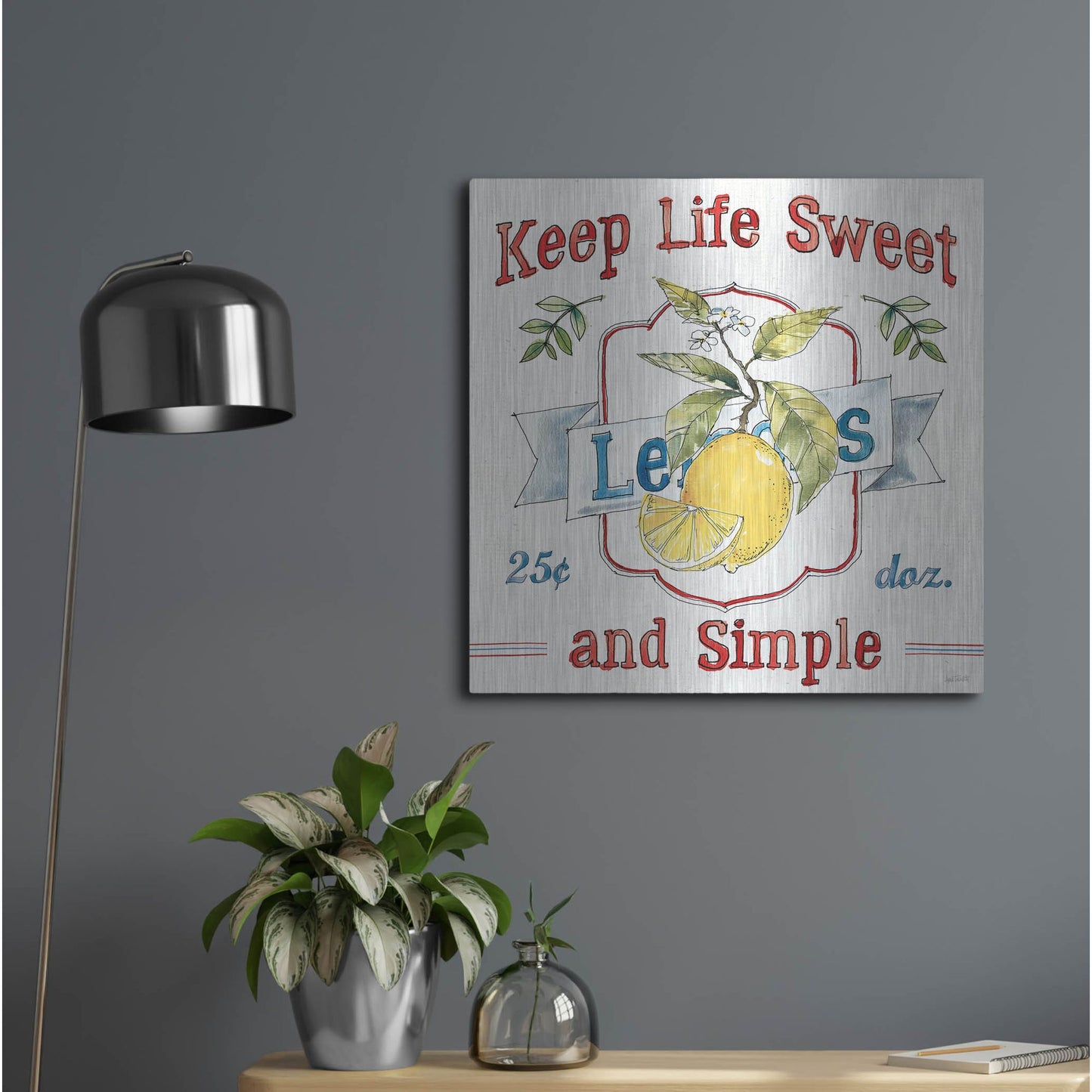 Luxe Metal Art 'Fruit Stand II' by Anne Tavoletti, Metal Wall Art,24x24