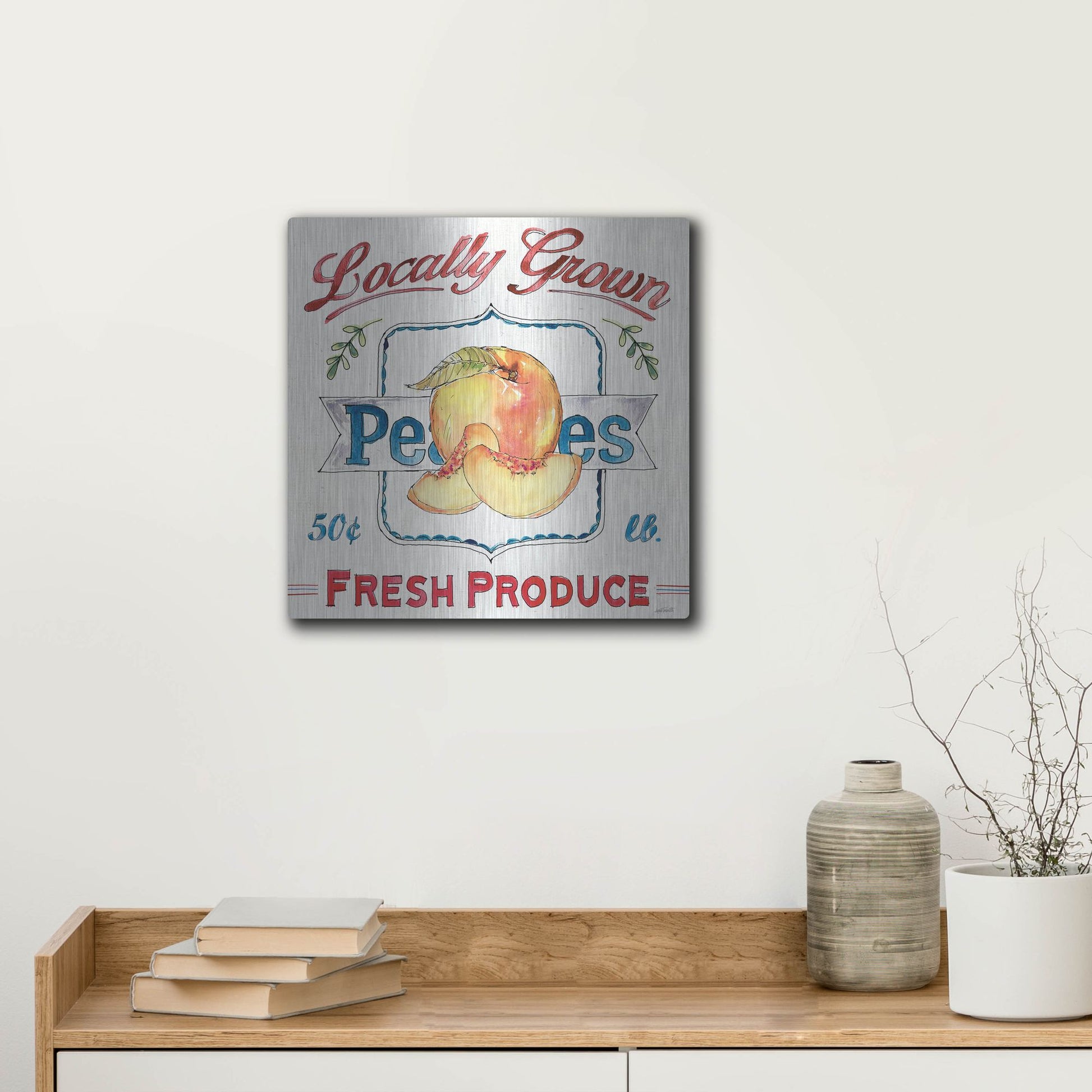 Luxe Metal Art 'Fruit Stand III' by Anne Tavoletti, Metal Wall Art,12x12