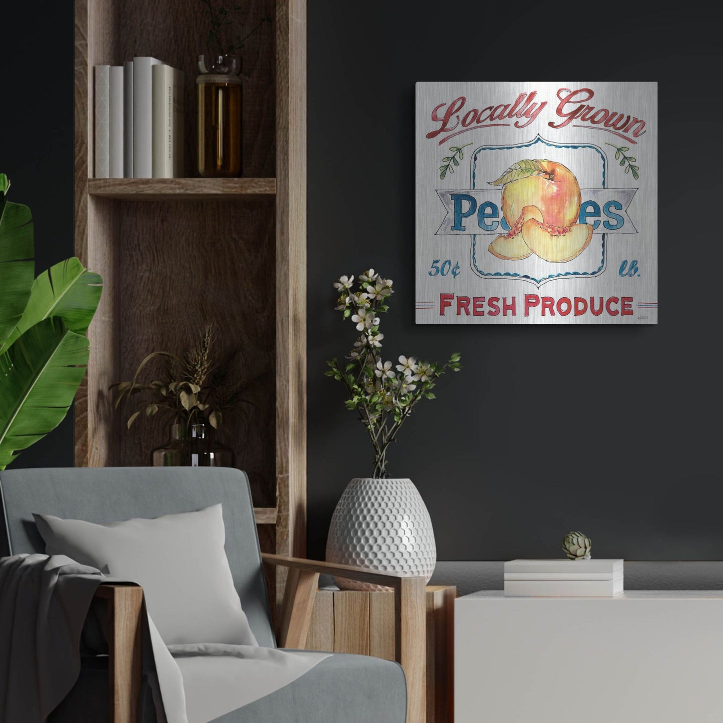 Luxe Metal Art 'Fruit Stand III' by Anne Tavoletti, Metal Wall Art,24x24