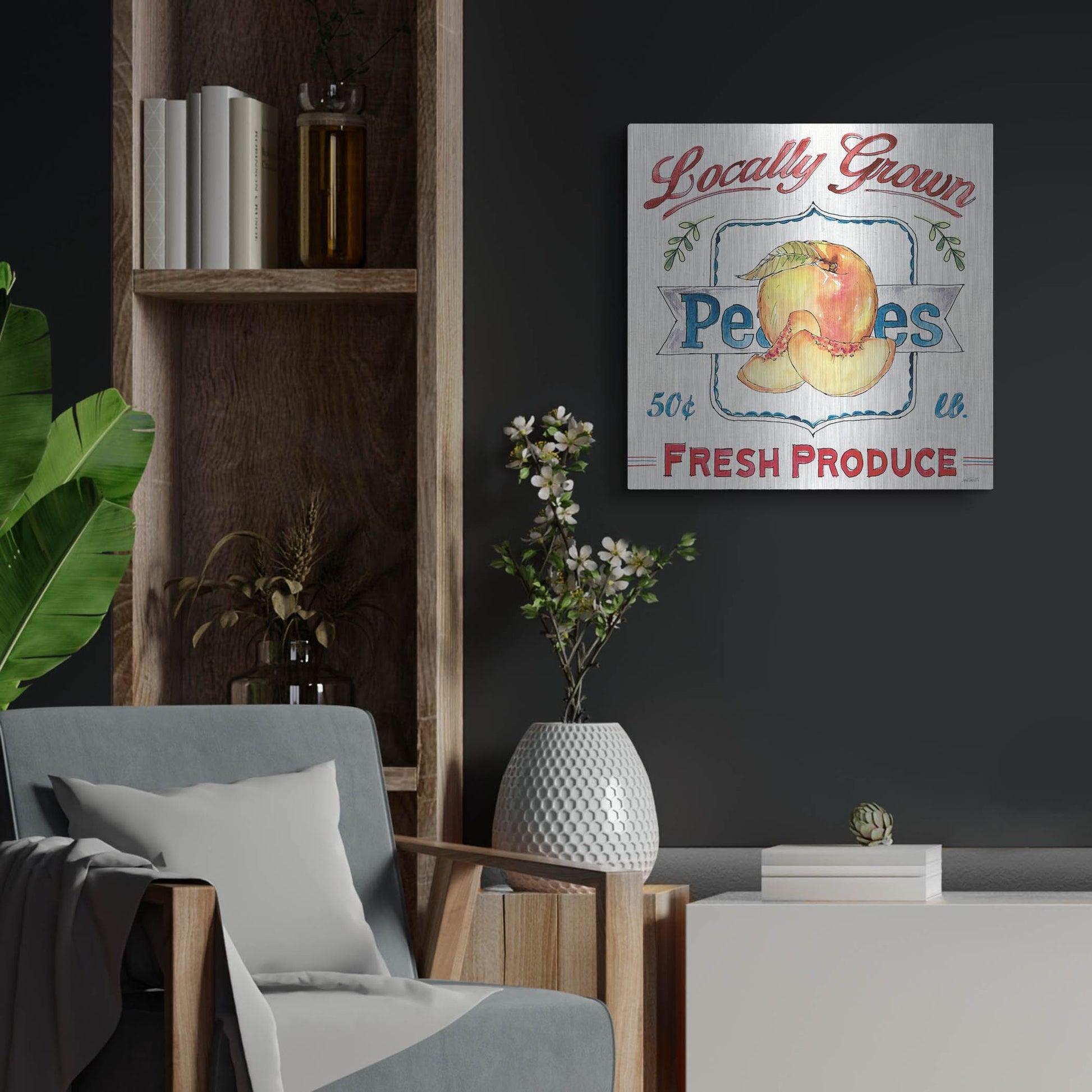 Luxe Metal Art 'Fruit Stand III' by Anne Tavoletti, Metal Wall Art,24x24