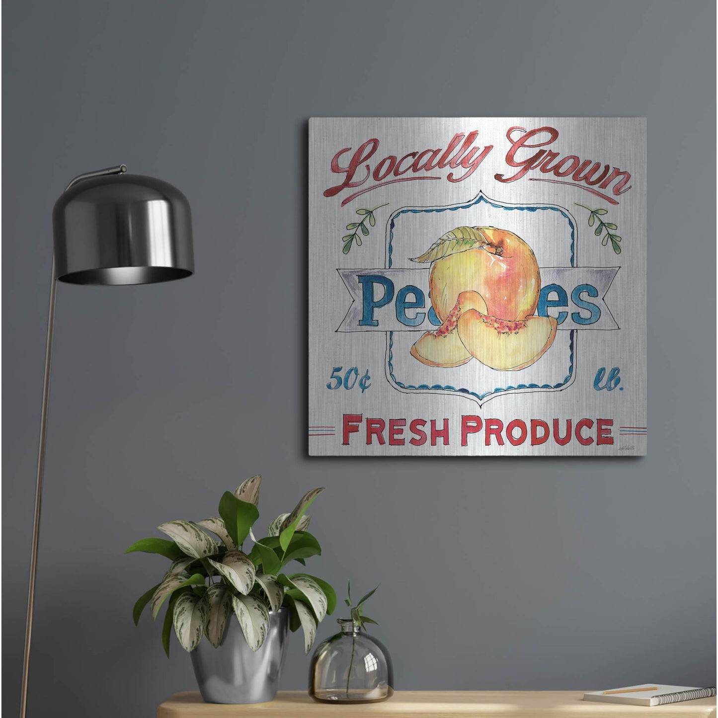 Luxe Metal Art 'Fruit Stand III' by Anne Tavoletti, Metal Wall Art,24x24