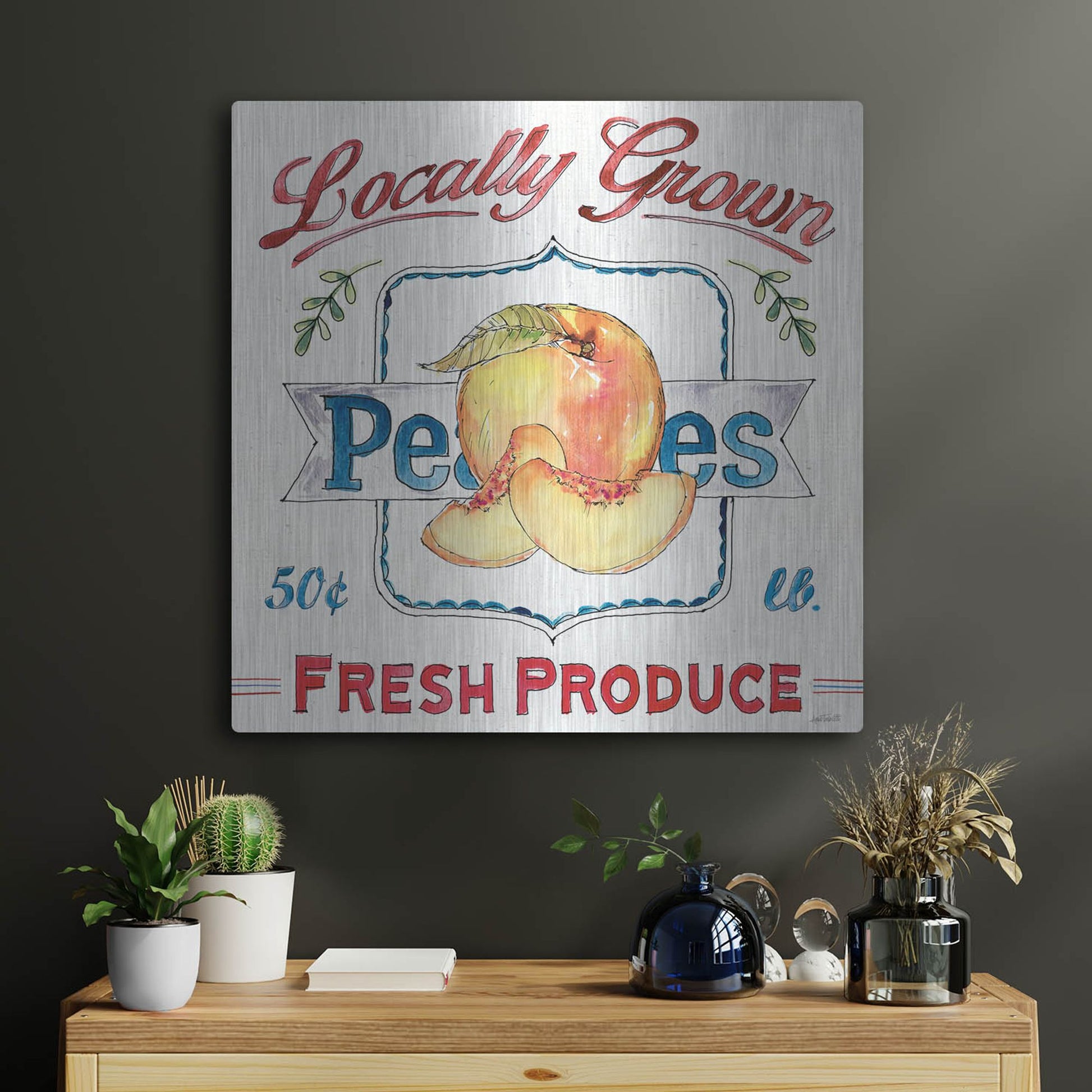 Luxe Metal Art 'Fruit Stand III' by Anne Tavoletti, Metal Wall Art,24x24