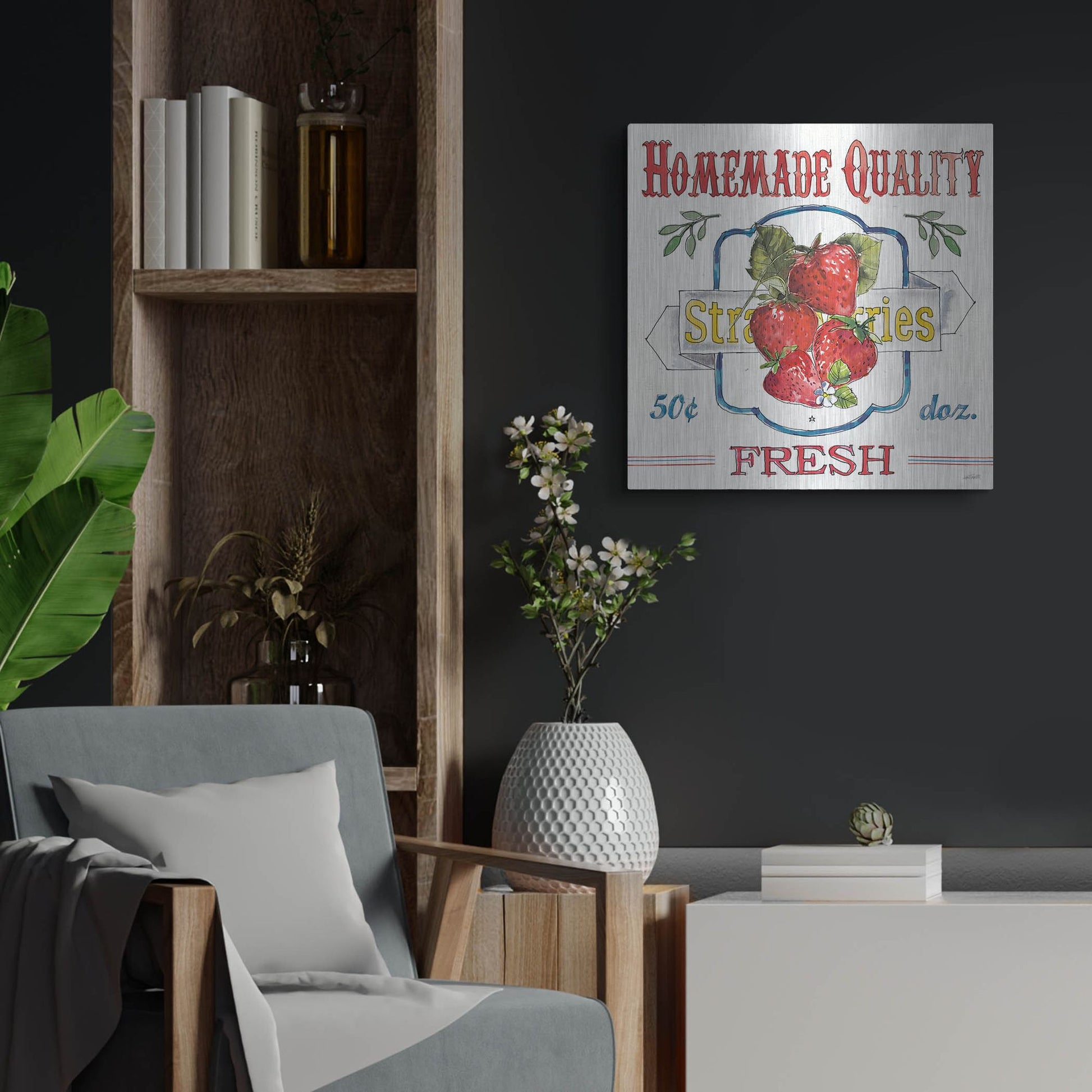 Luxe Metal Art 'Fruit Stand V' by Anne Tavoletti, Metal Wall Art,24x24